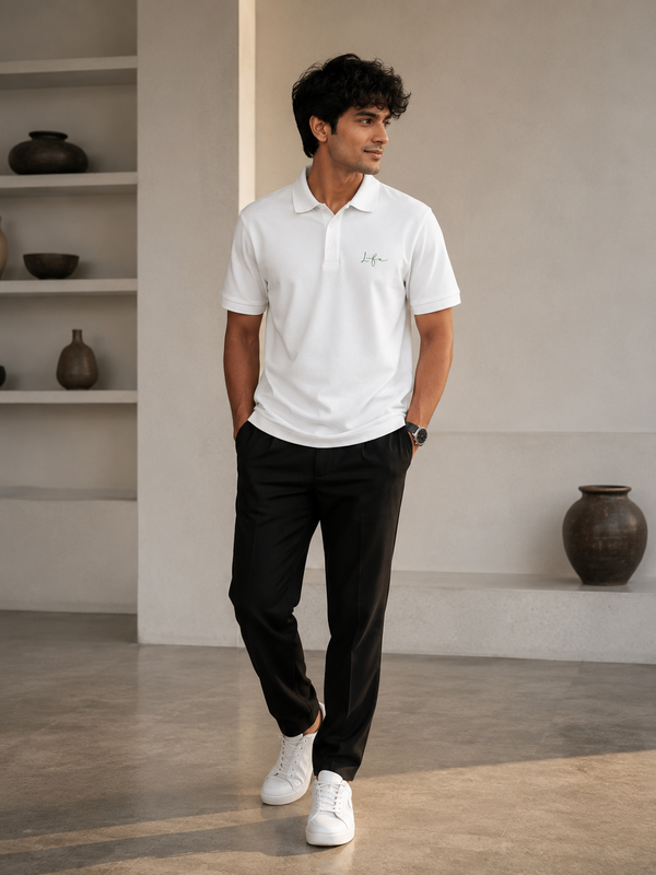 Leafx Signature Polo – Wear the Mark of Confidence [WHITE]