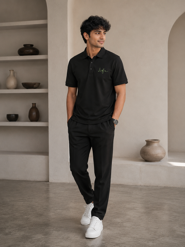 Leafx Signature Polo – Wear the Mark of Confidence [BLACK]