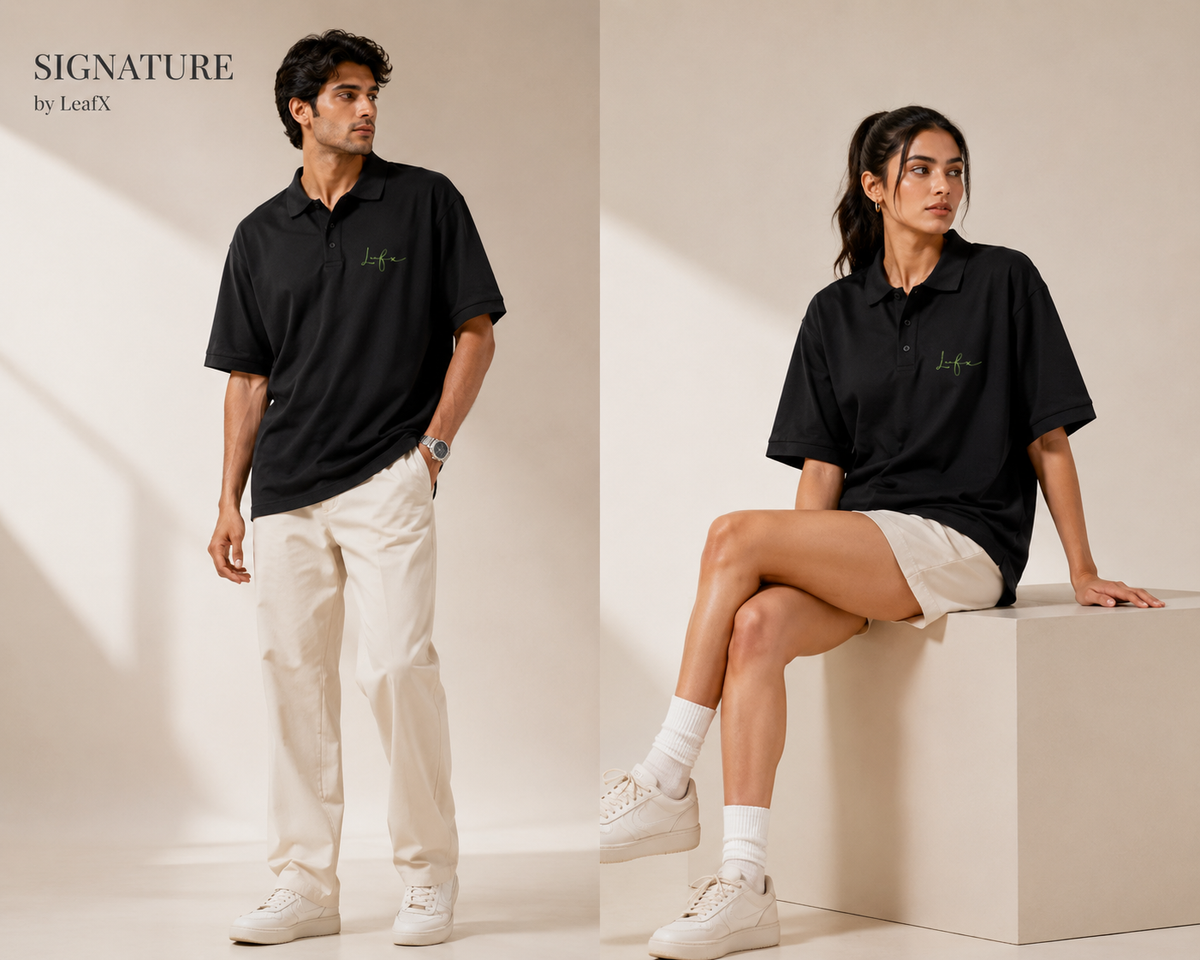 Leafx Signature Polo – Wear the Mark of Confidence [BLACK]