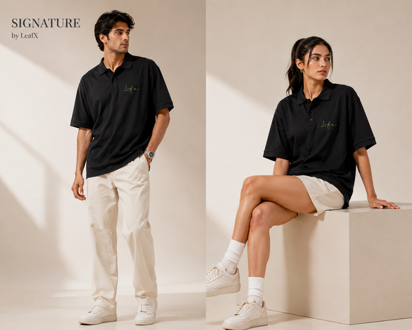 Leafx Signature Polo – Wear the Mark of Confidence [BLACK]