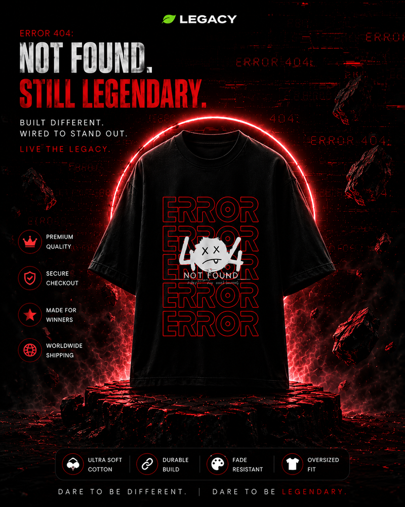 ERROR 404 Graphic Tee – “Motivation Not Found” Dark Streetwear