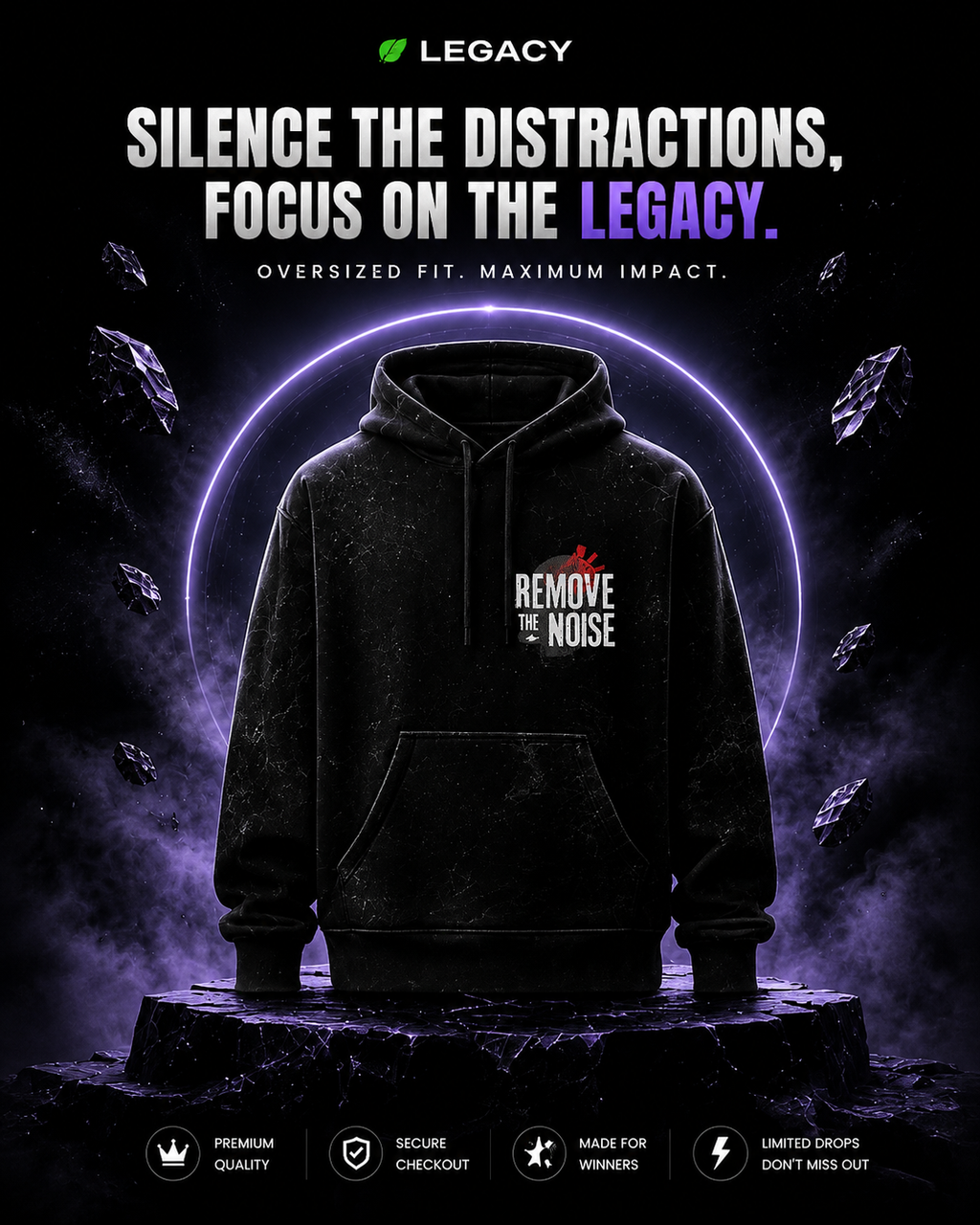 REMOVE THE NOISE  — Acid washed Hoodie