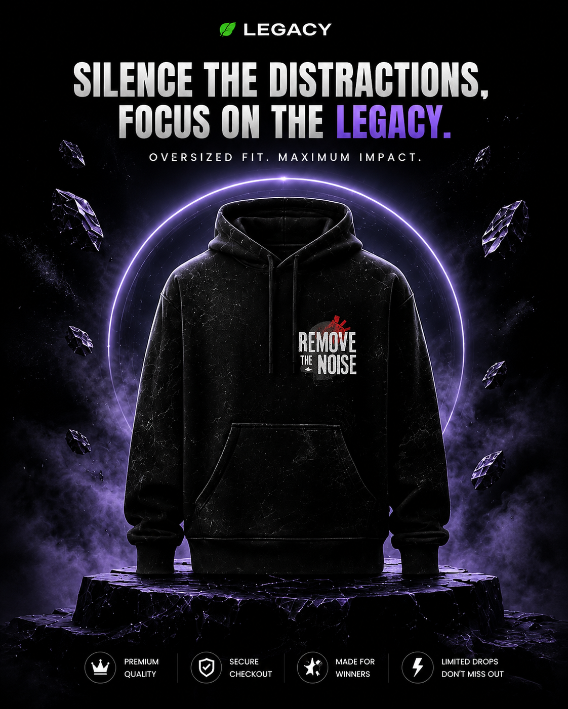 REMOVE THE NOISE  — Acid washed Hoodie
