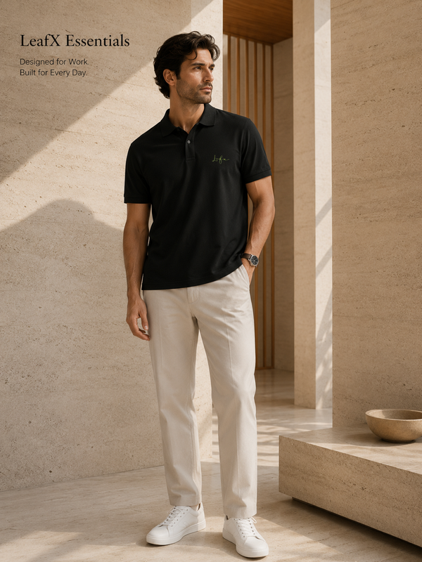 Leafx Signature Polo – Wear the Mark of Confidence [BLACK]