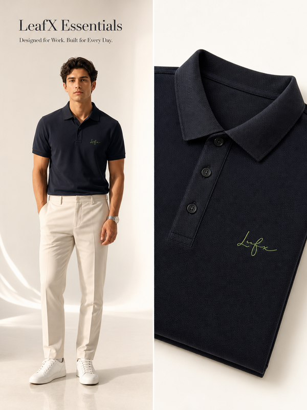 Leafx Signature Polo – Wear the Mark of Confidence [BLACK]