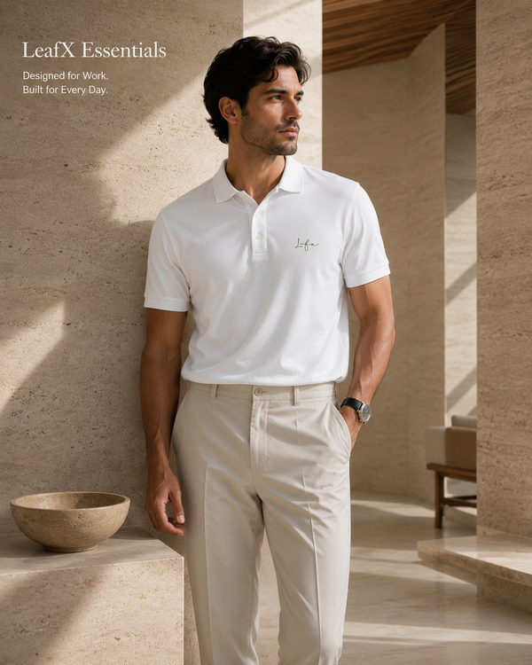 Leafx Signature Polo – Wear the Mark of Confidence [WHITE]