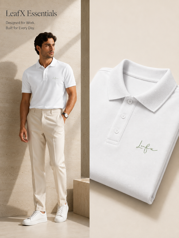 Leafx Signature Polo – Wear the Mark of Confidence [WHITE]